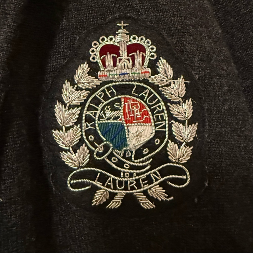 Lauren Ralph Lauren Wool Knit Jumper Blazer Cardigan Womens Medium Bullion Crest - Picture 4 of 7